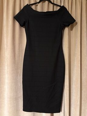 Haute Monde Black Off-Shoulder Midi Dress